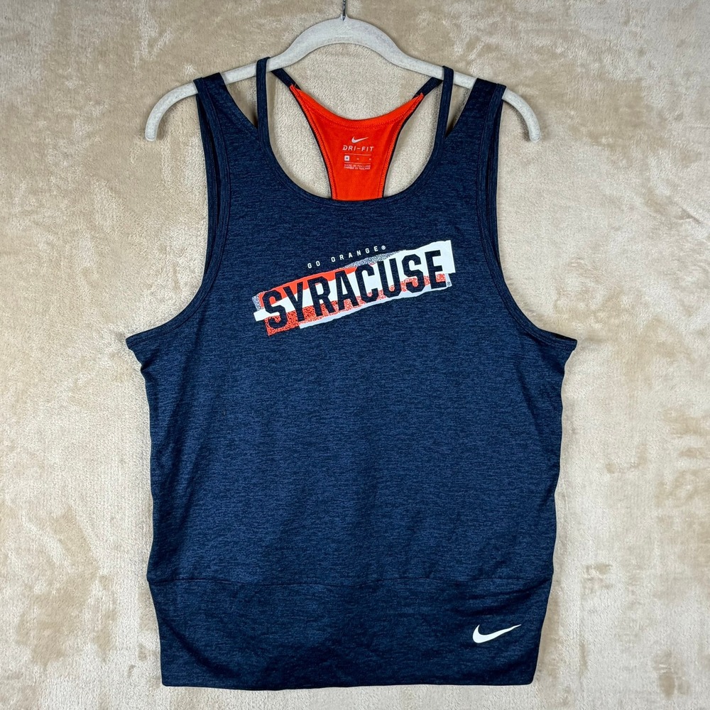Nike Syracuse University Dri-FIT‎ Tank Top Navy Orange Womens Medium AR7895-419